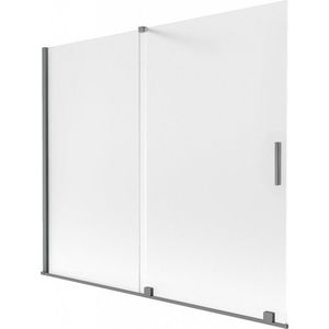 MEXEN/S Velar dvoukřídlá posuvná vanová zástěna 180 x 150, dekor, grafit metal 896-180-000-31-95 obraz