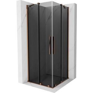 MEXEN/S Velar Duo sprchový kout, posuvné dveře 90 x 90, grafit, růžové zlato 871-090-090-42-60 obraz