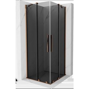 MEXEN/S Velar Duo sprchový kout, posuvné dveře 100 x 100, grafit, růžové zlato 871-100-100-42-60 obraz