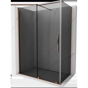 MEXEN/S Velar sprchový kout, posuvné dveře 140 x 70, grafit, růžové zlato 871-140-070-41-60 obraz