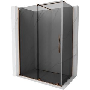 MEXEN/S Velar sprchový kout, posuvné dveře 150 x 85, grafit, růžové zlato 871-150-085-41-60 obraz