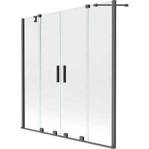 MEXEN/S Velar Duo dvoukřídlá posuvná vanová zástěna 160 x 150, transparent, grafit metal 896-160-000-02-95 obraz