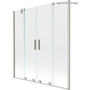 MEXEN/S Velar Duo dvoukřídlá posuvná vanová zástěna 160 x 150, transparent, nikl kartáčovaný 896-160-000-02-97 obraz