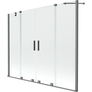 MEXEN/S Velar Duo dvoukřídlá posuvná vanová zástěna 200 x 150, transparent, grafit metal 896-200-000-02-95 obraz