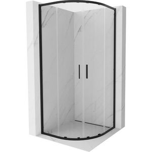 MEXEN/S Exo čtvrtkruhový posuvný sprchový kout 80 x 80, transparent, černá 8132-080-080-70-00 obraz