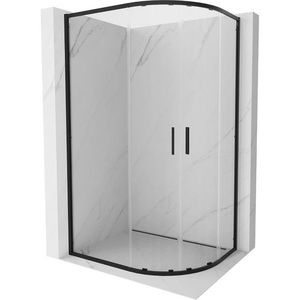 MEXEN/S Exo čtvrtkruhový asymetrický posuvný sprchový kout 100 x 80, transparent, černá 8132-100-080-70-00 obraz