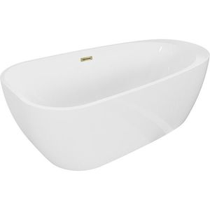 MEXEN/S Giada volně stojící vana 170 x 90, bílá lesk, sifon a přepad zlatá 52741709000-50 obraz