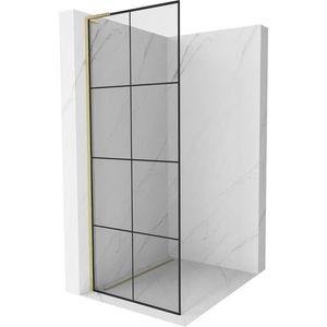 MEXEN/S Kioto L Sprchová zástěna WALK-IN 70 x 200, černý vzor, zlato kartáčovaná 800-070-103-55-77 obraz