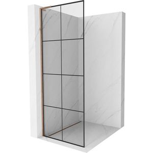 MEXEN/S Kioto L Sprchová zástěna WALK-IN 70 x 200, černý vzor, růžové zlato 800-070-103-60-77 obraz