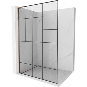 MEXEN/S Kioto L Sprchová zástěna WALK-IN 70 x 200, černý vzor, růžové zlato 800-070-103-60-78 obraz