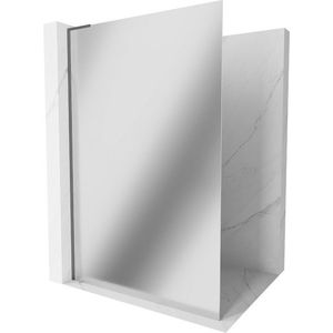MEXEN/S Kioto L Sprchová zástěna WALK-IN 80 x 200, zrcadlové, grafit kartáčovaná 800-080-103-66-50 obraz