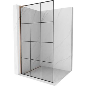 MEXEN/S Kioto L Sprchová zástěna WALK-IN 100 x 200, černý vzor, růžové zlato 800-100-103-60-77 obraz