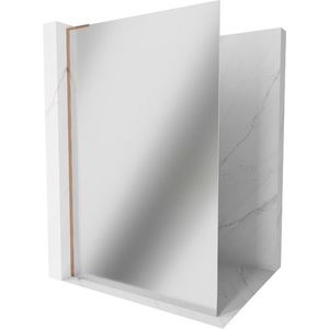 MEXEN/S Kioto L Sprchová zástěna WALK-IN 120 x 200, zrcadlové, růžové zlato 800-120-103-60-50 obraz