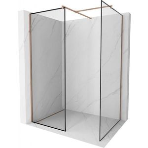 MEXEN/S Kioto Sprchová zástěna Walk-in 120 x 70, černý vzor, růžové zlato 800-120-202-60-70-070 obraz