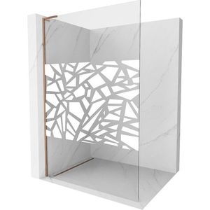 MEXEN/S Kioto L Sprchová zástěna WALK-IN 90 x 200, bílý vzor, růžové zlato 800-090-103-60-85 obraz