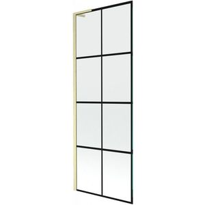 MEXEN/S Next L vanová zástěna FIX 70 x 150, černá vzor, zlatá kartáčovaná 895-070-000-03-77-55 obraz
