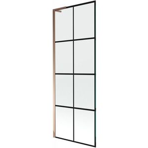 MEXEN/S Next L vanová zástěna FIX 70 x 150, černá vzor, růžové zlato 895-070-000-03-77-60 obraz