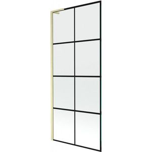 MEXEN/S Next L vanová zástěna FIX 80 x 150, černá vzor, zlatá kartáčovaná 895-080-000-03-77-55 obraz