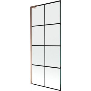 MEXEN/S Next L vanová zástěna FIX 80 x 150, černá vzor, růžové zlato 895-080-000-03-77-60 obraz