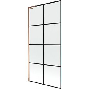 MEXEN/S Next L vanová zástěna FIX 90 x 150, černá vzor, růžové zlato 895-090-000-03-77-60 obraz