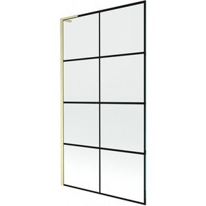 MEXEN/S Next L vanová zástěna FIX 100 x 150, černá vzor, zlatá kartáčovaná 895-100-000-03-77-55 obraz