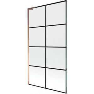 MEXEN/S Next L vanová zástěna FIX 100 x 150, černá vzor, růžové zlato 895-100-000-03-77-60 obraz
