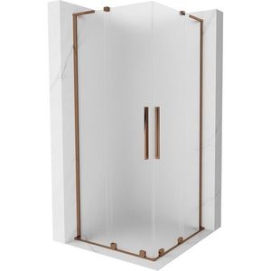 MEXEN/S Velar L Duo sprchový kout, posuvné dveře 80 x 80, dekor, růžové zlato 871-080-080-02-33-60 obraz