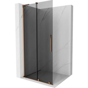 MEXEN/S Velar L Sprchová zástěna posuvná Walk-in 100 x 200, grafit 8 mm, růžové zlato 871-100-003-43-60 obraz