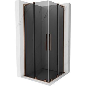 MEXEN/S Velar L Duo sprchový kout, posuvné dveře 100 x 100, grafit, růžové zlato 871-100-100-02-43-60 obraz
