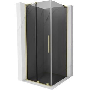 MEXEN/S Velar L sprchový kout, posuvné dveře 100 x 100, grafit, zlato kartáčovaná 871-100-100-43-55 obraz