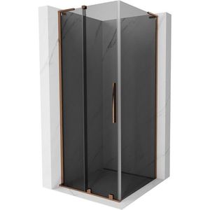 MEXEN/S Velar L sprchový kout, posuvné dveře 120 x 120, grafit, růžové zlato 871-120-120-43-60 obraz