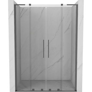 MEXEN/S Velar L Duo posuvné sprchové dveře 140, transparent, grafit metal 871-140-003-02-95 obraz