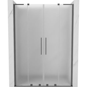 MEXEN/S Velar L Duo posuvné sprchové dveře 160, dekor, grafit metal 871-160-003-32-95 obraz