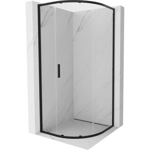 MEXEN/S Exo čtvrtkruhový posuvný sprchový kout 80 x 80, transparent, černá 8131-080-080-70-00 obraz