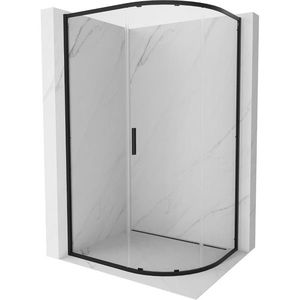 MEXEN/S Exo čtvrtkruhový asymetrický posuvný sprchový kout 120 x 90, transparent, černá 8131-120-090-70-00 obraz