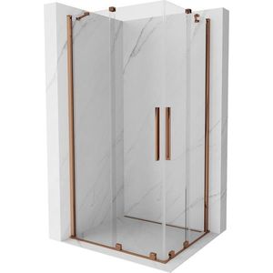 MEXEN/S Velar Duo čtvercový sprchový kout 100 x 90, transparent, růžové zlato 871-100-090-02-60 obraz