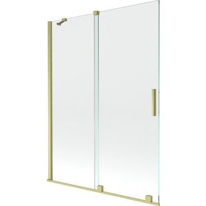 MEXEN/S Velar Dvoukřídlá posuvná vanová zástěna 130 x 150, transparent, zlatá kartáčovaná 896-130-000-01-55 obraz