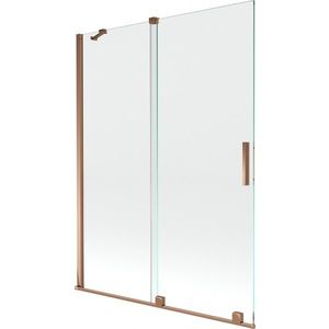 MEXEN/S Velar Dvoukřídlá posuvná vanová zástěna 130 x 150, transparent, růžové zlato 896-130-000-01-60 obraz