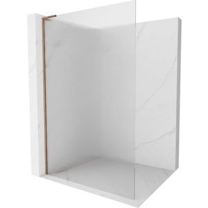 MEXEN/S Kioto L Sprchová zástěna WALK-IN 100 x 200, proužky, růžové zlato 800-100-103-60-09 obraz