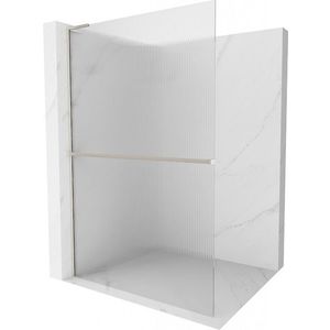 MEXEN/S Kioto+ L Sprchová zástěna WALK-IN s poličkou a držákem ručníků 120 x 200, proužky, nikl kartáčovaná 800-120-123-97-09 obraz