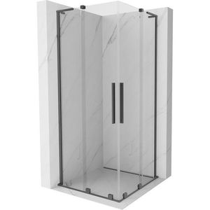 MEXEN/S Velar L Duo sprchový kout, posuvné dveře 100 x 100, transparent, grafit metal 871-100-100-02-03-95 obraz