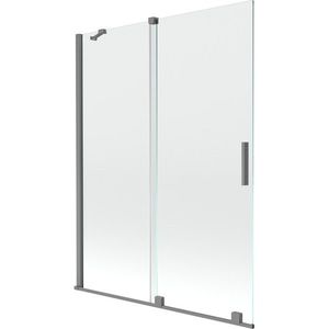MEXEN/S Velar dvoukřídlá posuvná vanová zástěna 130 x 150, transparent, grafit metal 896-130-000-01-95 obraz