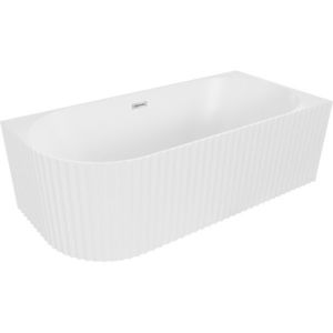 MEXEN/S Gia volně stojící rohová vana reliéf pravá 150 x 75, bílá mat, sifon a přepad chrom 52701507501P-01 obraz