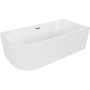 MEXEN/S Gia volně stojící rohová vana reliéf pravá 150 x 75, bílá mat, sifon a přepad růžové zlato 52701507501P-60 obraz