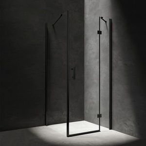 OMNIRES MANHATTAN čtvercový sprchový kout s křídlovými dveřmi, 100 x 100 cm černá mat / transparent /BLMTR/ MH1010BLTR obraz
