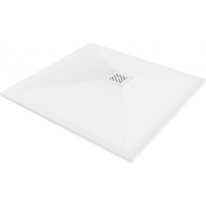 MEXEN/S Stone+ čtvercová sprchová vanička 90 x 90, bílá, mřížka bílá 44109090-W obraz