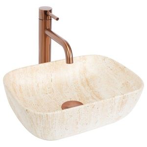 REA Umyvadlo na desku BELINDA MINI TRAVERTINE MATT REA-U4700 obraz