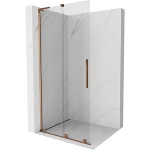 MEXEN/S Velar L Sprchová zástěna posuvná Walk-in 120 x 200, transparent 8 mm, růžové zlato 871-120-003-03-60 obraz