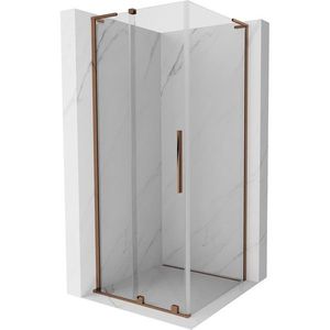 MEXEN/S Velar L sprchový kout, posuvné dveře 120 x 120, transparent, růžové zlato 871-120-120-03-60 obraz