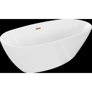 MEXEN/S Eris volně stojící vana 180 x 95, bílá, sifon a přepad růžové zlato 53441809500-60 obraz